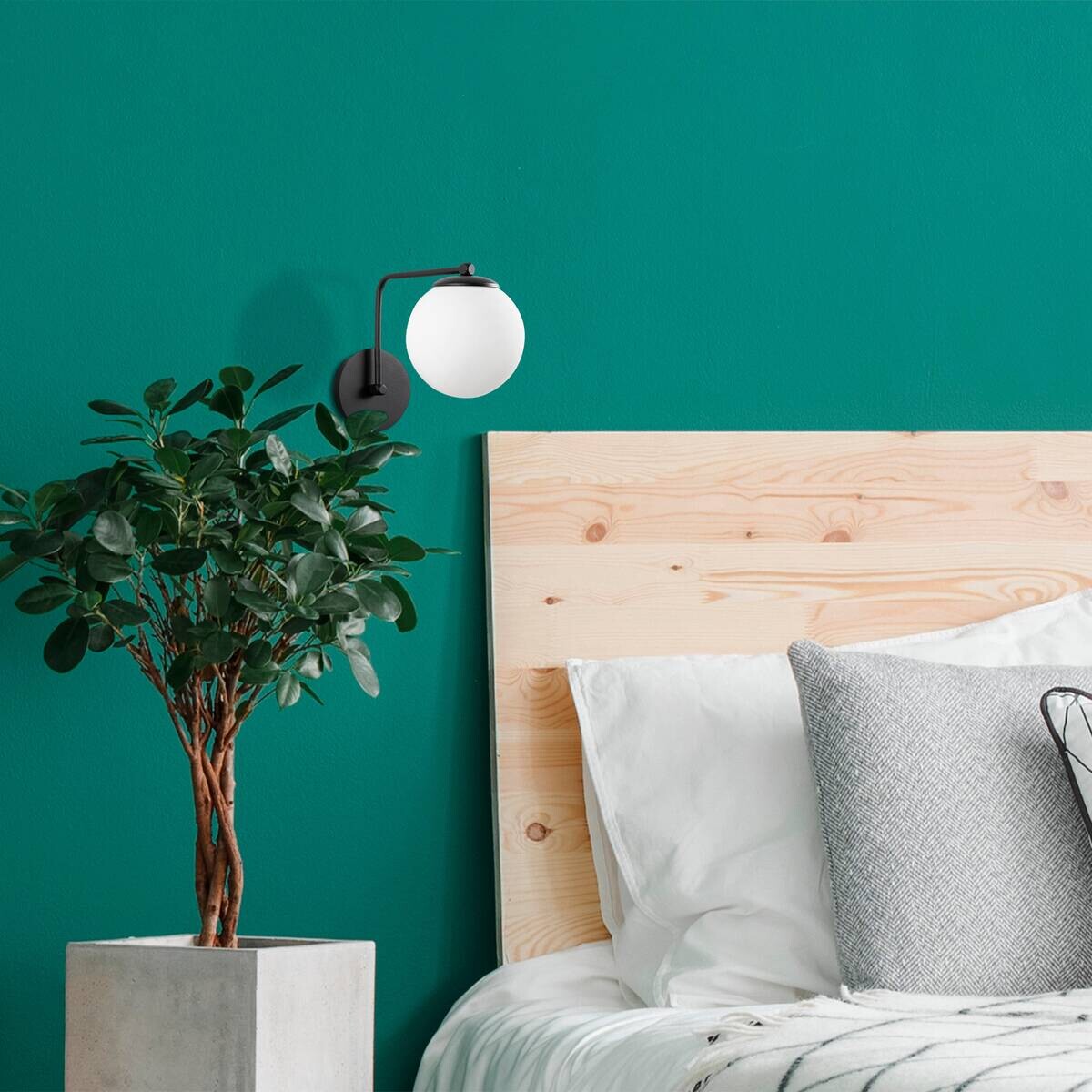 Opviq Wandleuchte schwarz Metall Glas B/H/L: ca. 26x22x15 cm E27 1 Brennstellen