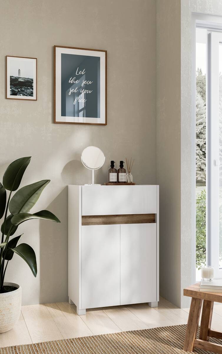 Unterschrank Cosmo perlweiß B/H/T: ca. 56,9x84,8x33 cm