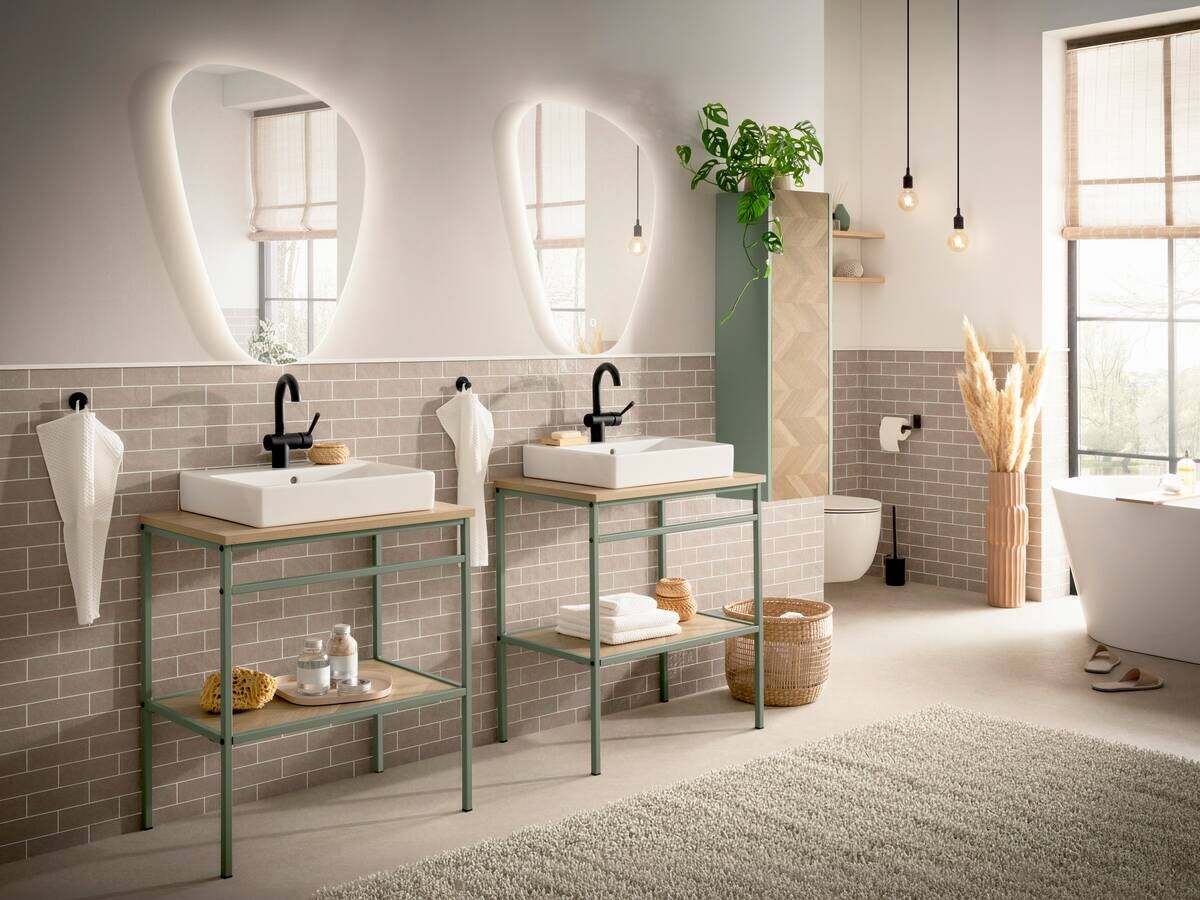 Waschbeckenunterschrank Lorna Eiche Nachbildung B/H/T: ca. 70x89,2x45 cm