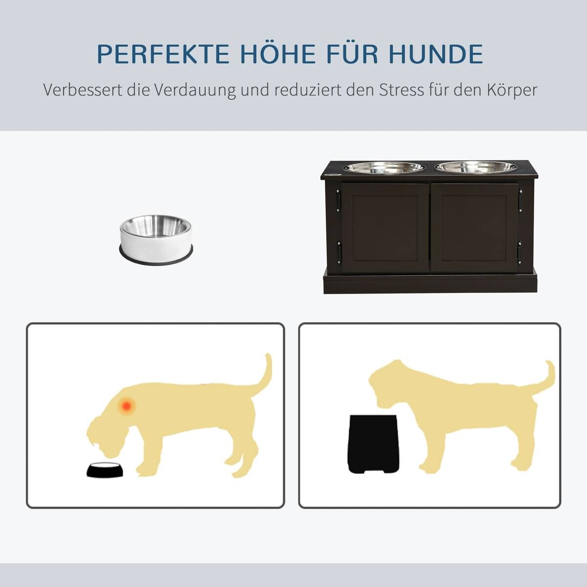 PawHut Hundenapf kaffee MDF B/H/L: ca. 30x34x60 cm