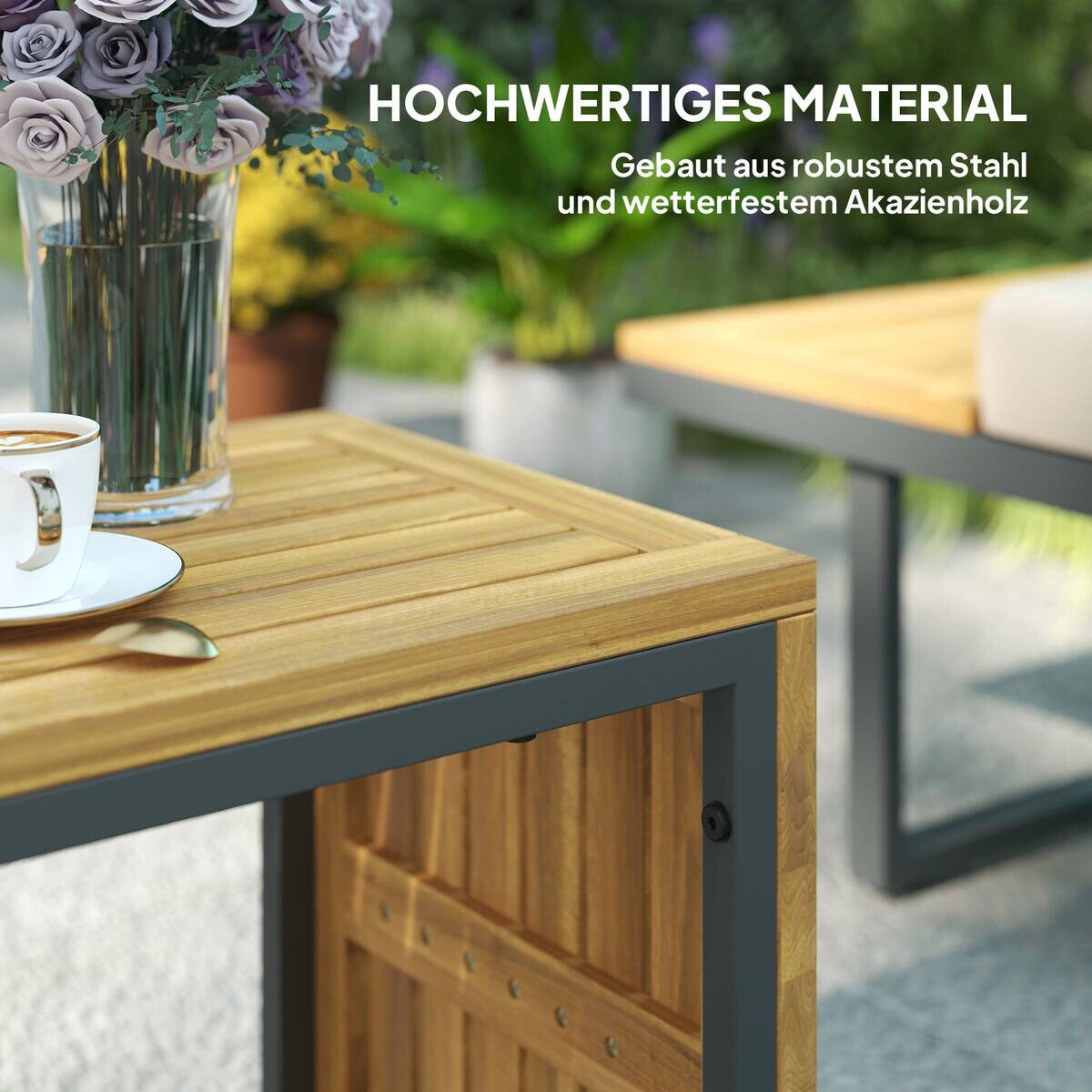 Outsunny Gartenmöbel-Set hellgrau Alteiche B/H/L: ca. 65x70x175 cm