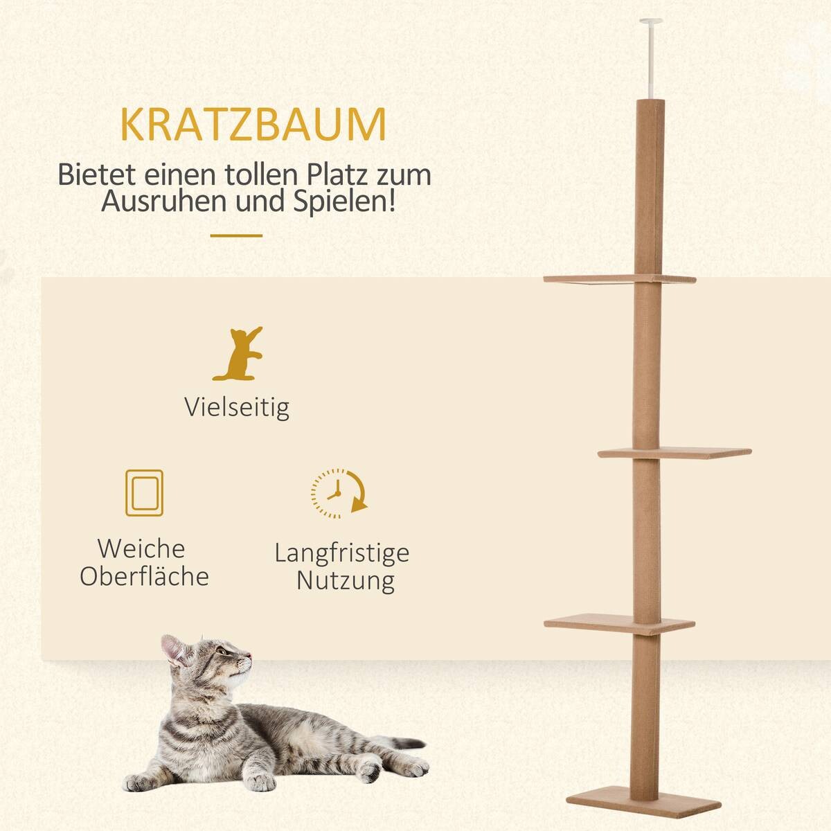 PawHut Kratzbaum braun Spanplatte B/H/L: ca. 27x228x43 cm