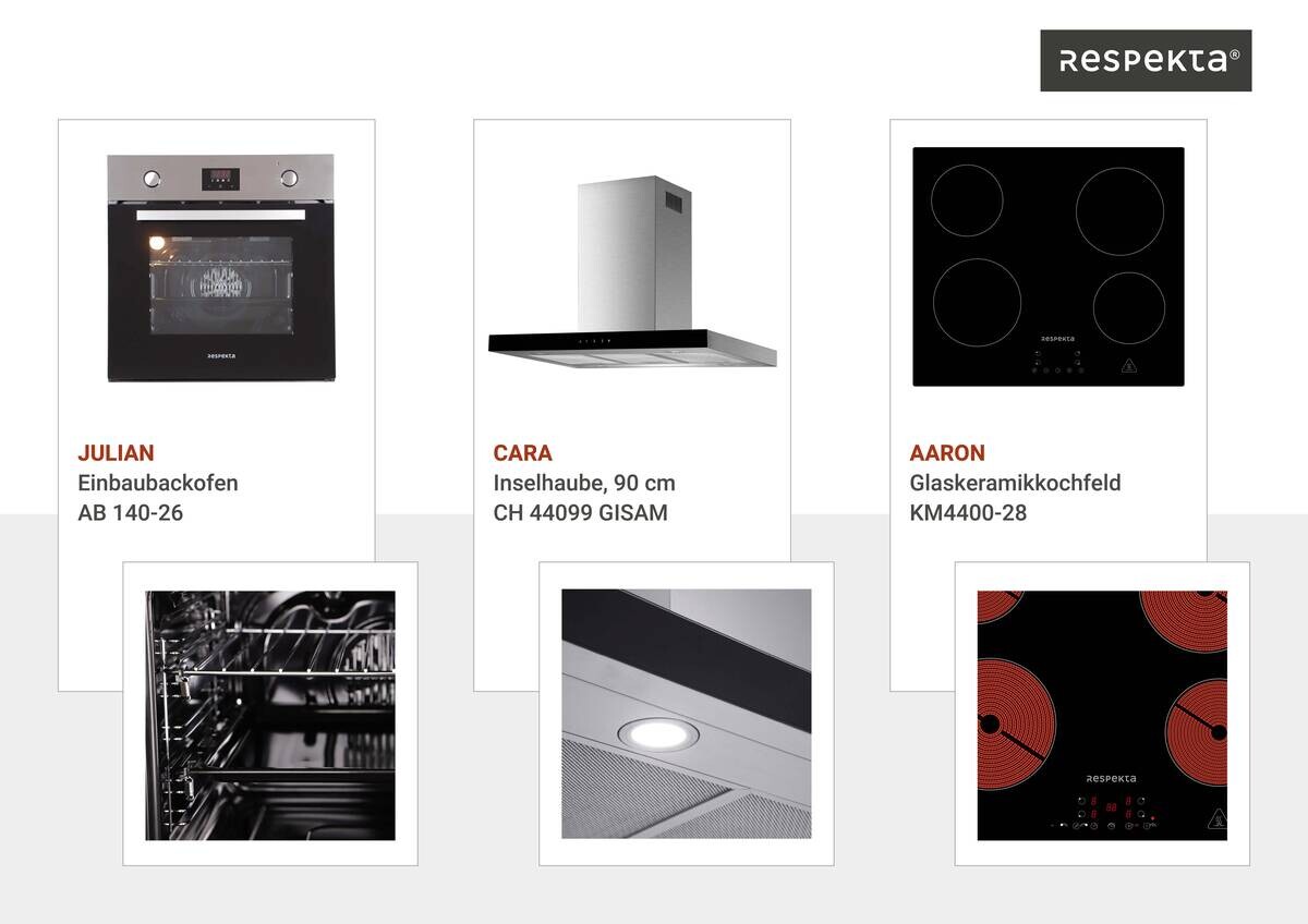 Respekta Inselküche Hilde grau matt B/H/T: ca. 310x205x172 cm