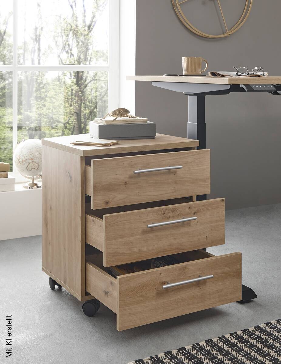Rollcontainer Ben Eiche Artisan Nachbildung B/H/T: ca. 40x56x39 cm