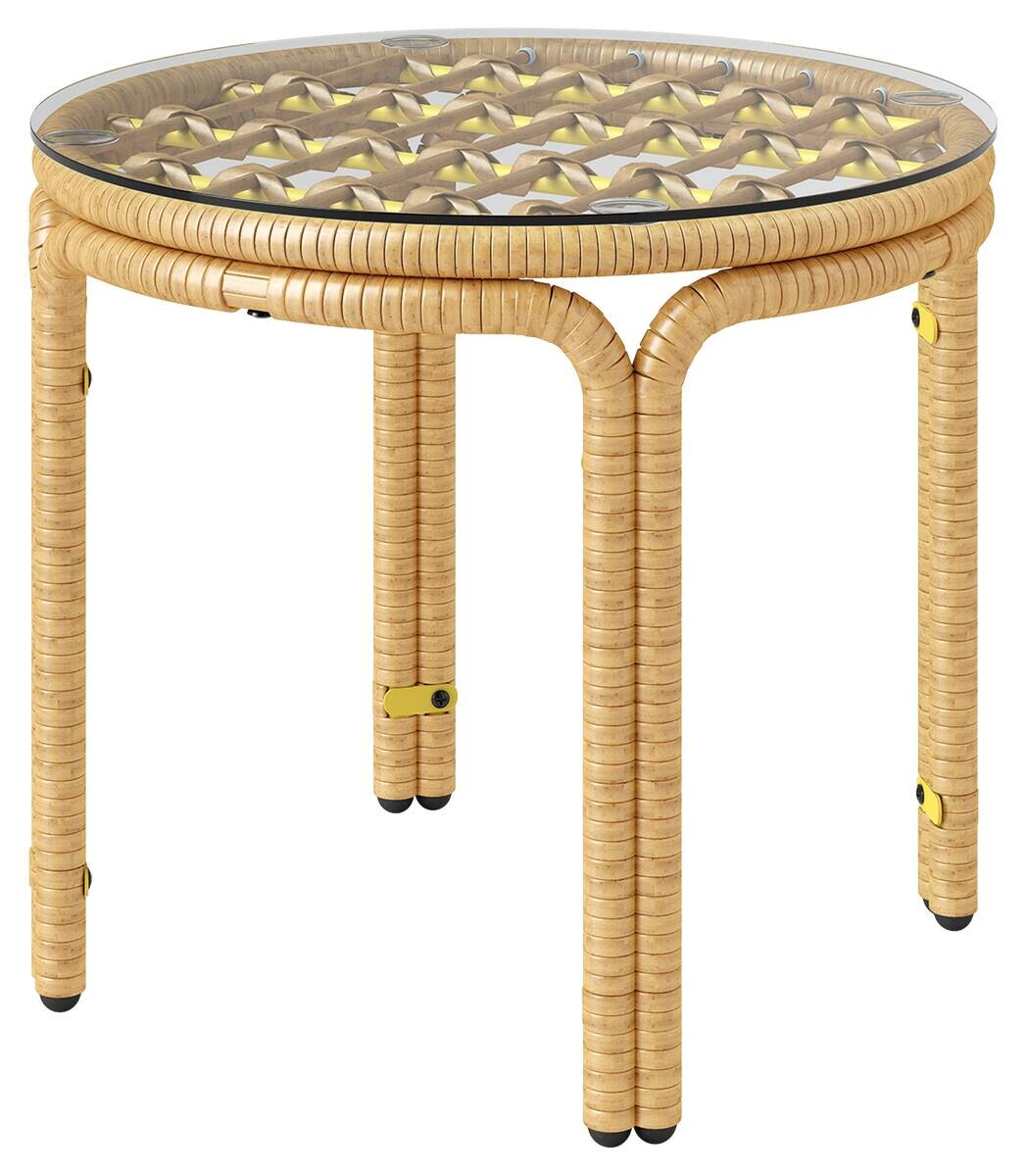 Outsunny Rattan-Beistelltisch gelb Stahl B/H/L: ca. 50x44x50 cm