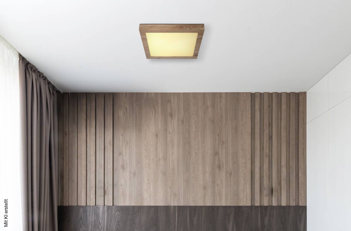 GLOBO LED-Deckenleuchte dunkelbraun weiß Metall Kunststoff MDF B/H/T: ca. 35x6x35 cm