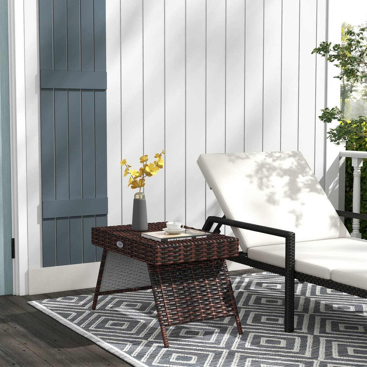 Outsunny Beistelltisch braun Polyrattan B/H/L: ca. 41x60x41 cm