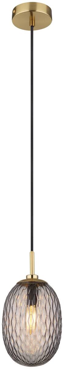 GLOBO Pendelleuchte Rauch schwarz gold Textil Glas Metall H/D: ca. 120x15 cm E14 1 Brennstellen