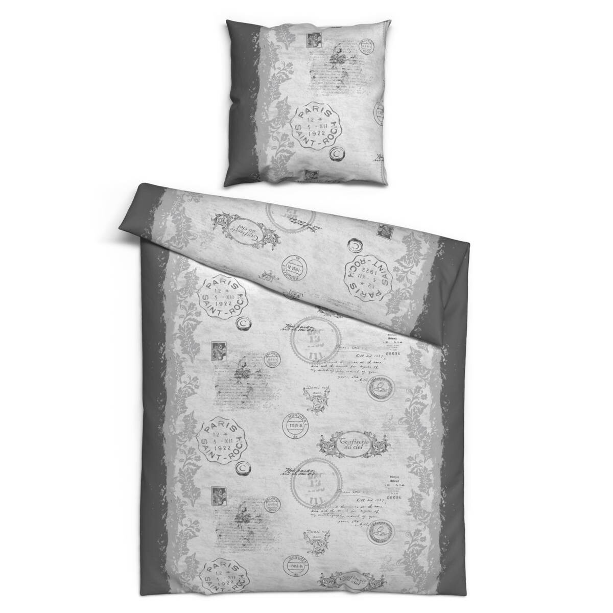 Baumwoll Bettwäsche Renforce grau 100% Baumwolle B/L: ca. 155x220 cm