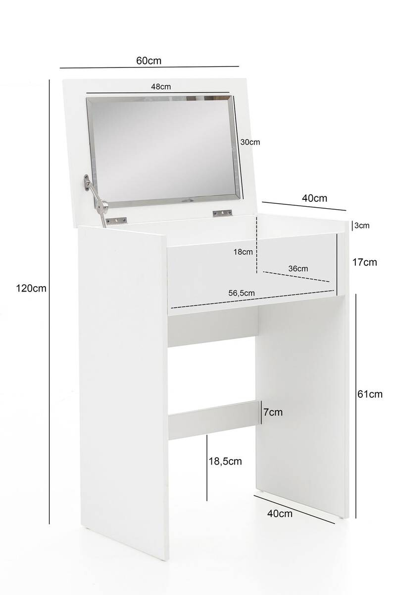 Schminktisch weiß B/H/T: ca. 60x81x40 cm