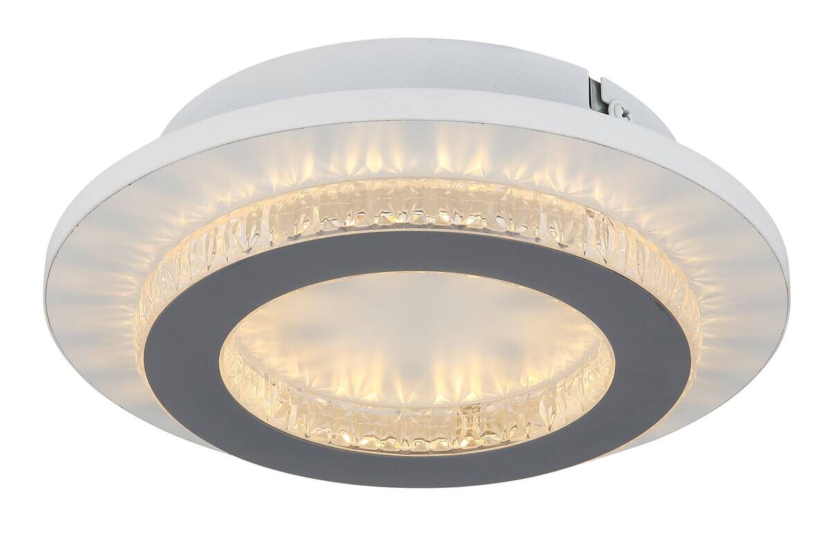 GLOBO LED-Deckenleuchte klar hellgrau weiß Kunststoff Metall H/D: ca. 5,5x20 cm 1 Brennstellen