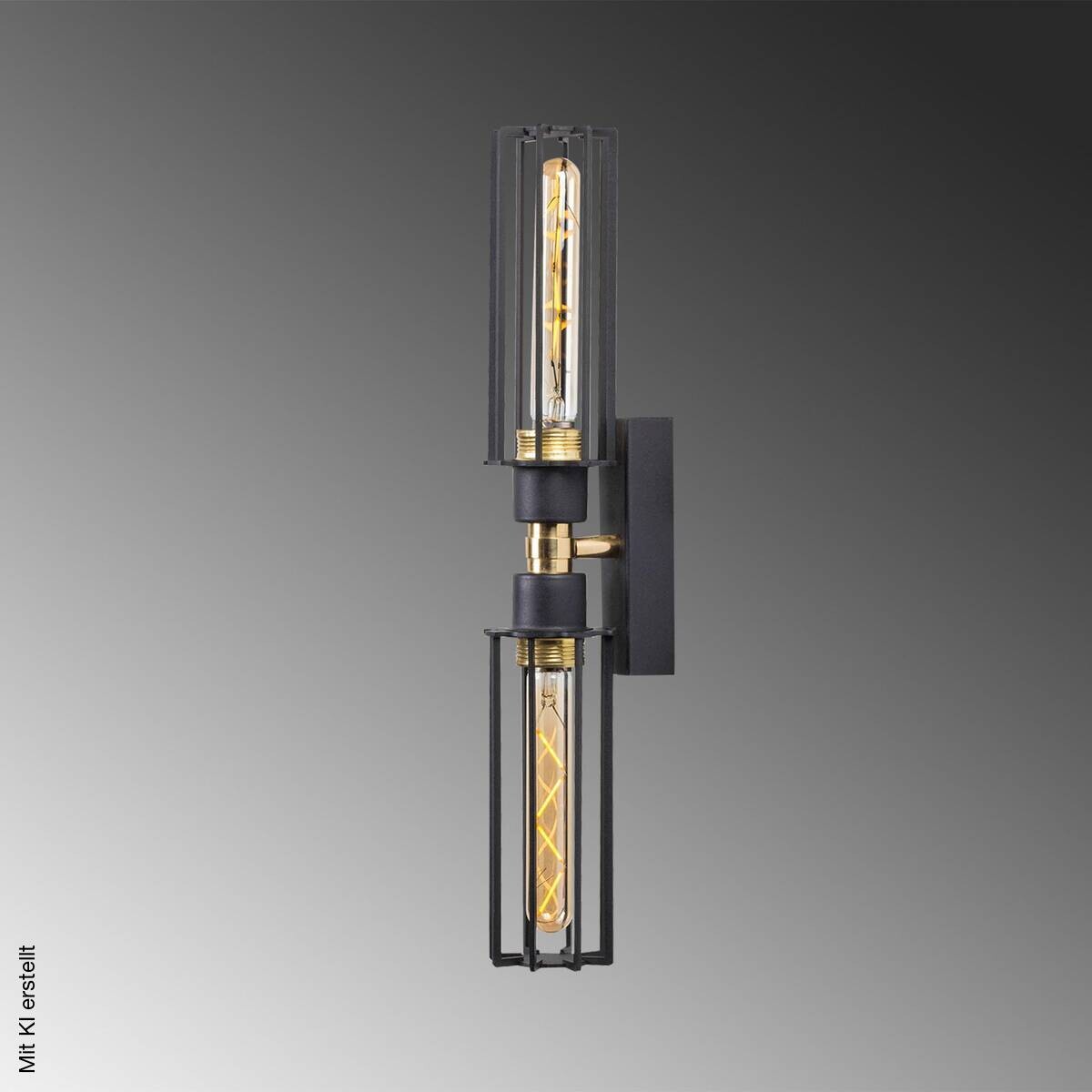 Opviq Wandleuchte gold schwarz Eisen B/H/L: ca. 15x50x8 cm E27 1 Brennstellen