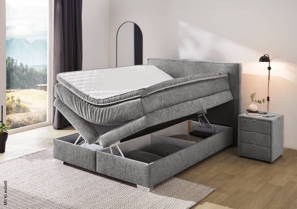 Boxspringbett grau dunkel Liegefläche B/L: ca. 140x200 cm