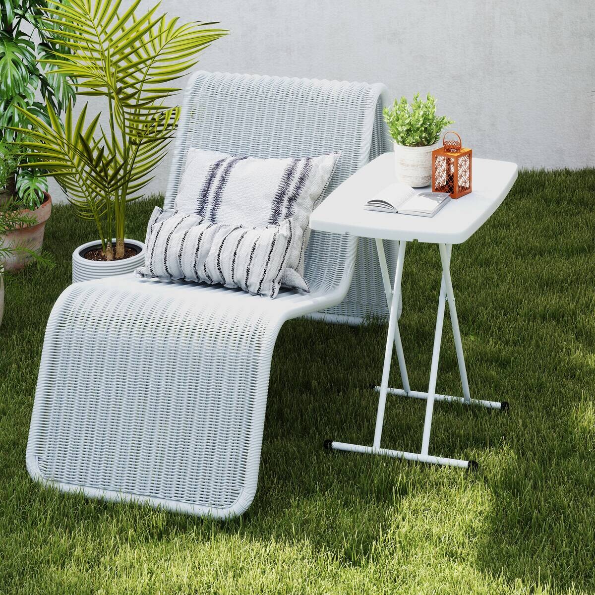 Outsunny Couchtisch weiß Kunststoff B/H/L: ca. 50x74x76 cm
