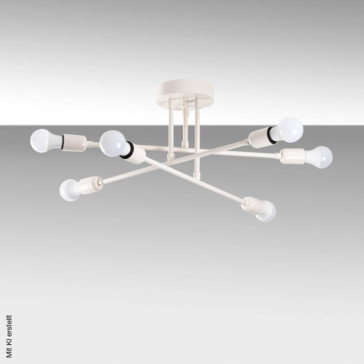 Opviq Deckenleuchte Flower creme B/H/T/L/D: ca. 64x30x64x64x64 cm E27 6 Brennstellen