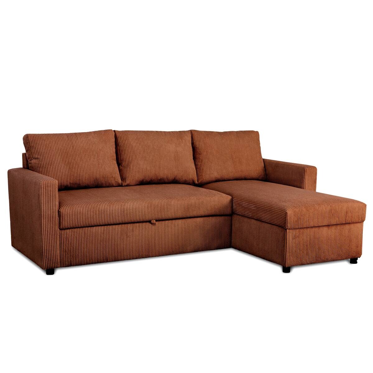 Ecksofa mit Bettfunktion und Bettkasten terracotta Microfaser B/H/T: ca. 215x145x82 cm