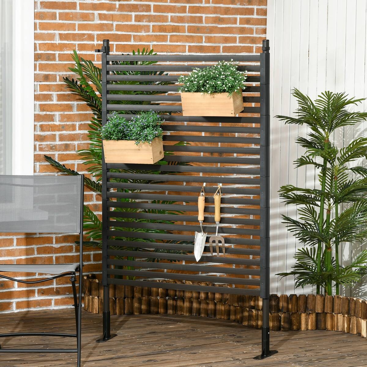 Outsunny Gartenzaun mit Spreizschrauben braun Polyester B/H/L: ca. 22x150x93 cm