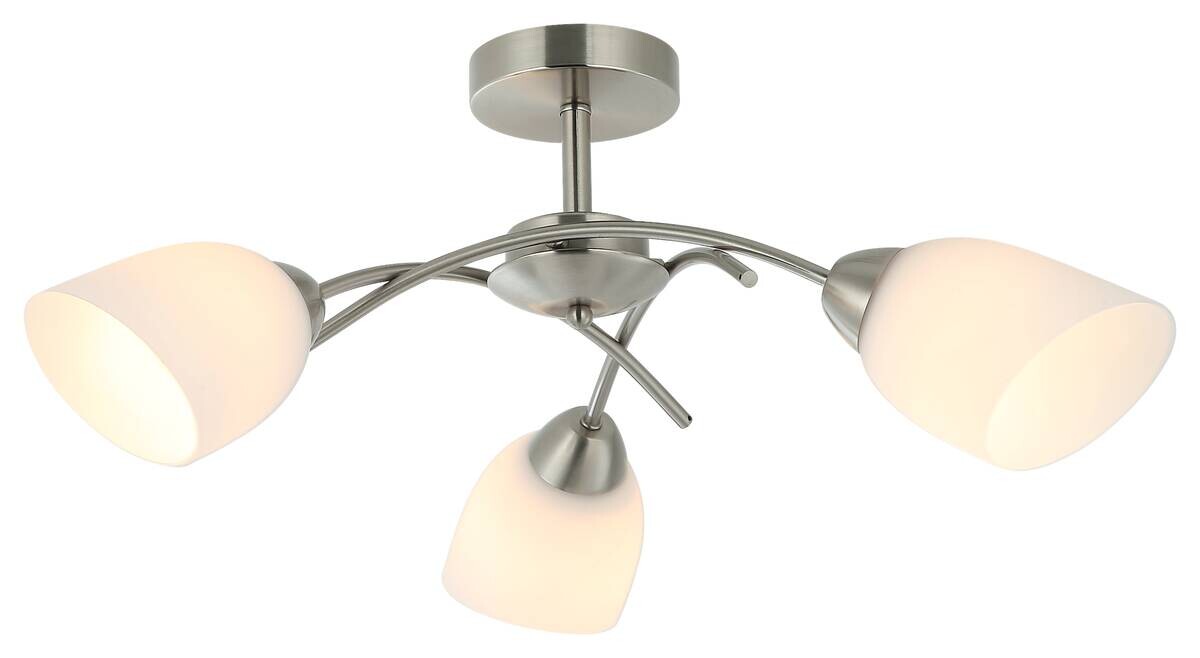 Lamkur Deckenleuchte Donna nickel Metall Glas H/L: ca. 25x51 cm E27 3 Brennstellen