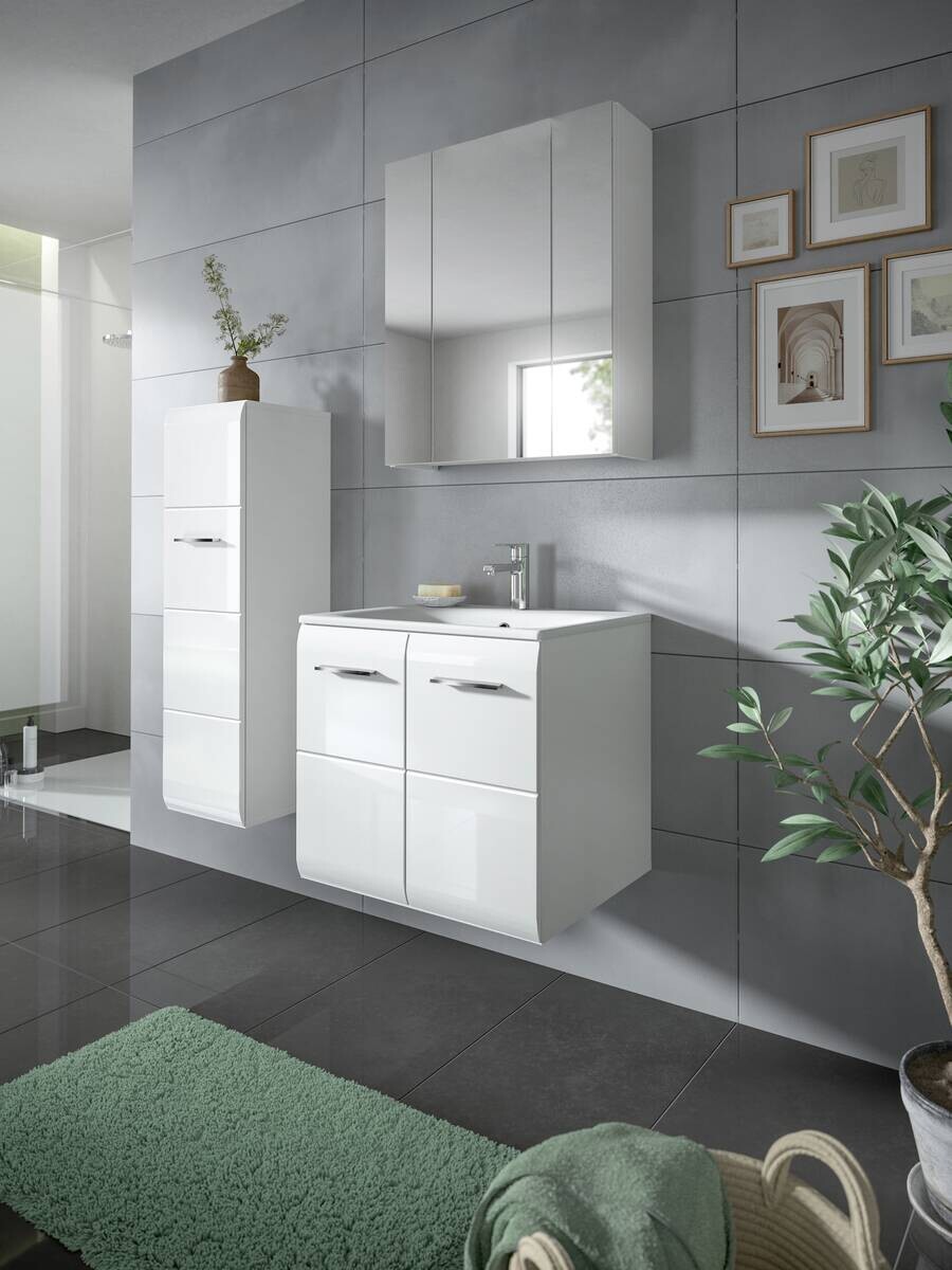 Badezimmer-Set Ice weiß weiß Hochglanz B/H/T: ca. 105x185x46 cm