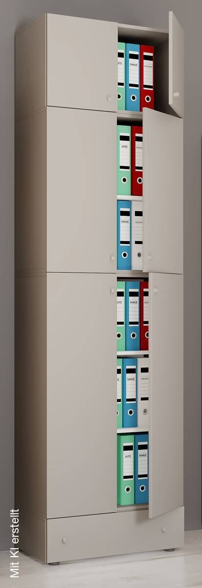 Büroschrank Lona grau weiß B/H/T: ca. 70x240x39 cm