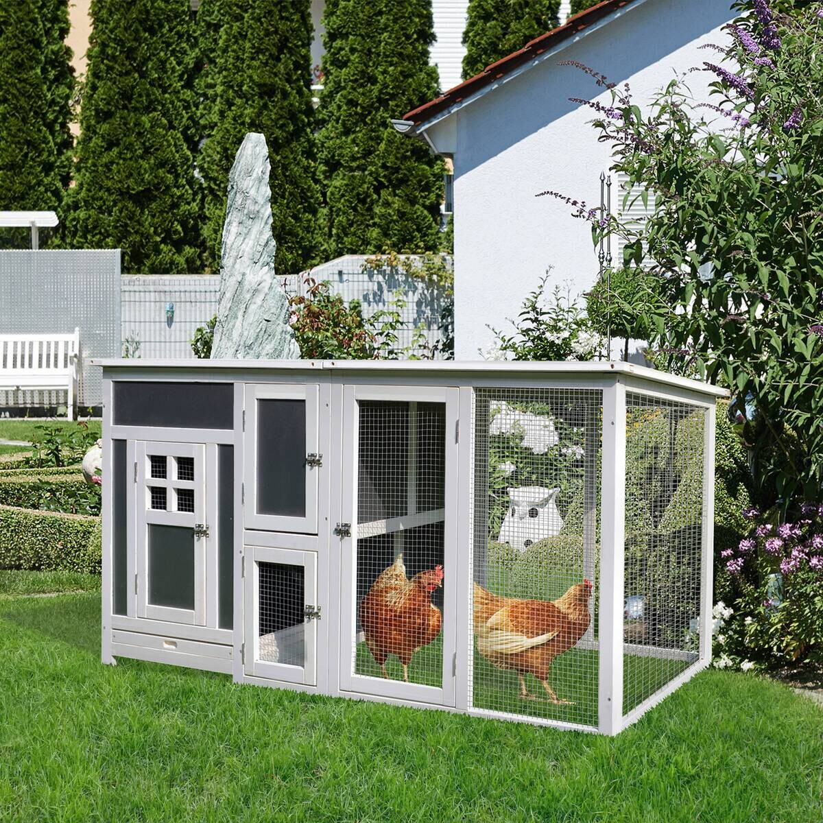PawHut Stall weiß Polypropylen B/H/L: ca. 75x160x80 cm