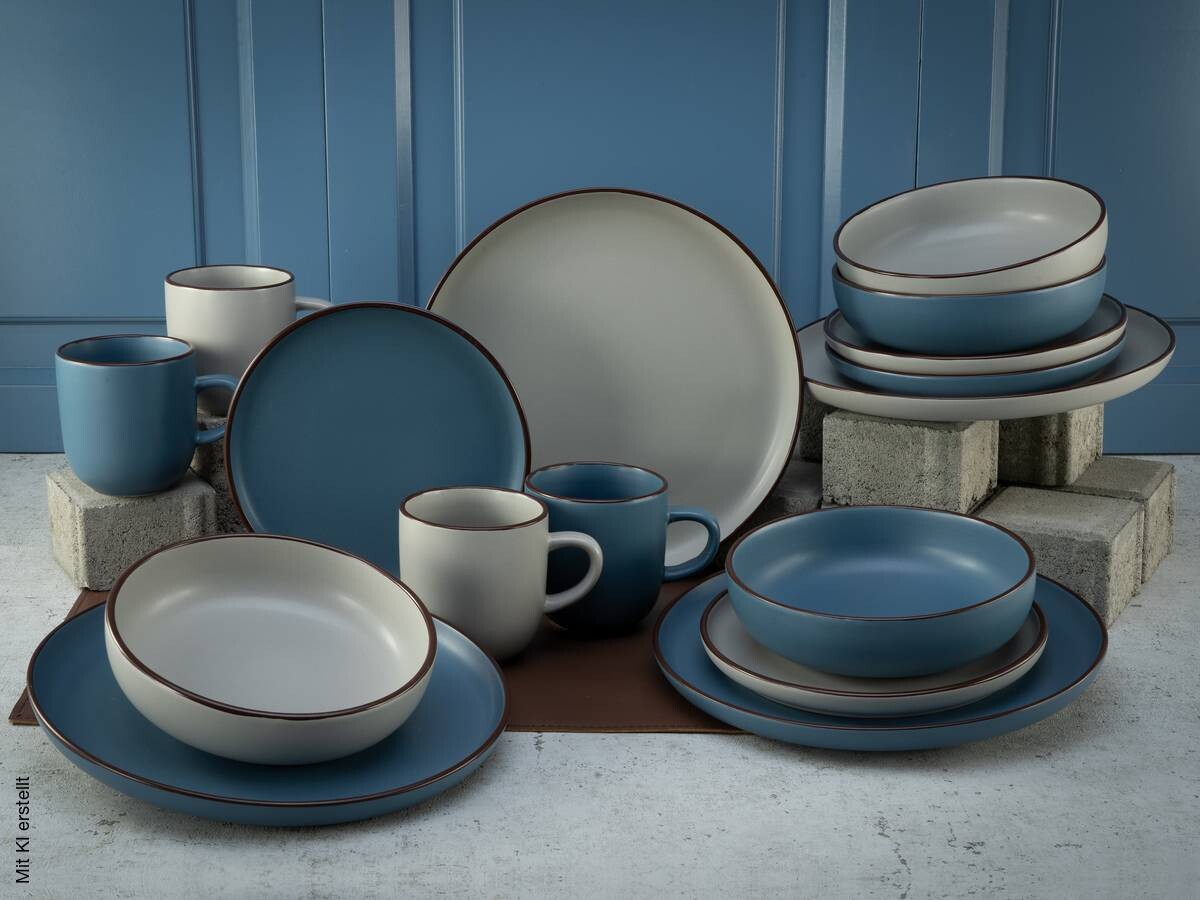 CreaTable Kombiservice Modern Scandic multicolor Steinzeug 16 tlg.