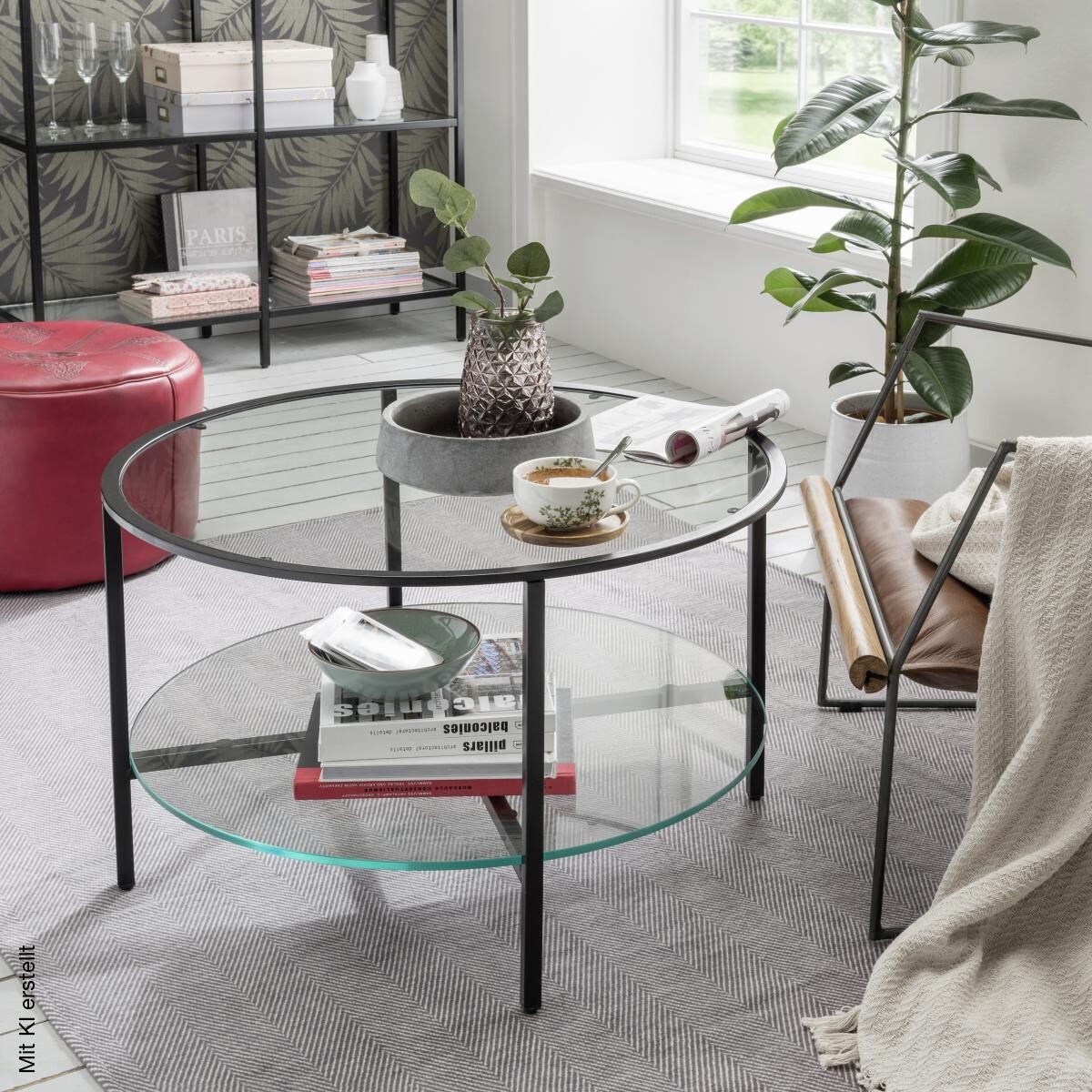 Couchtisch Granada V glasklar schwarz lackiert B/H/T: ca. 75x45x75 cm