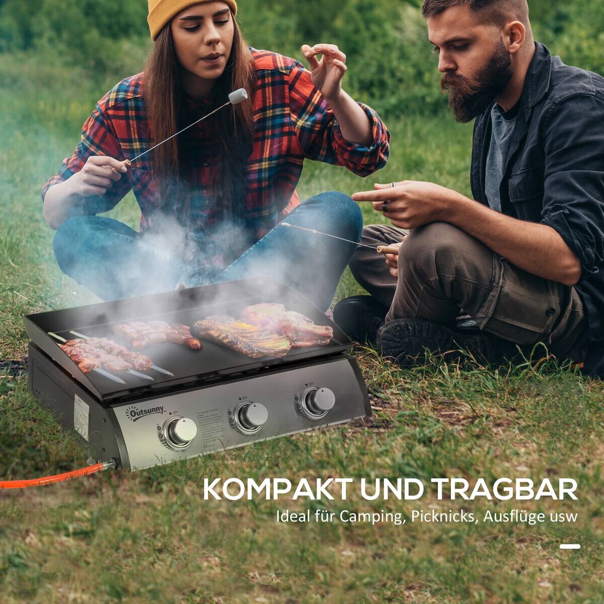 Outsunny Gasgrill Metall B/H/L: ca. 48x21x63 cm