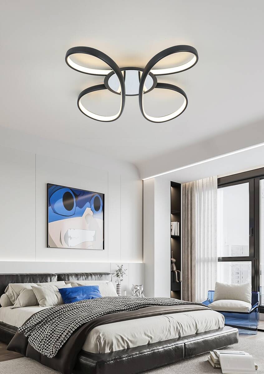 Nolo LED-Deckenleuchte Markus Chrom schwarz Kunststoff Metall B/H/L: ca. 48x12x48 cm 2 Brennstellen