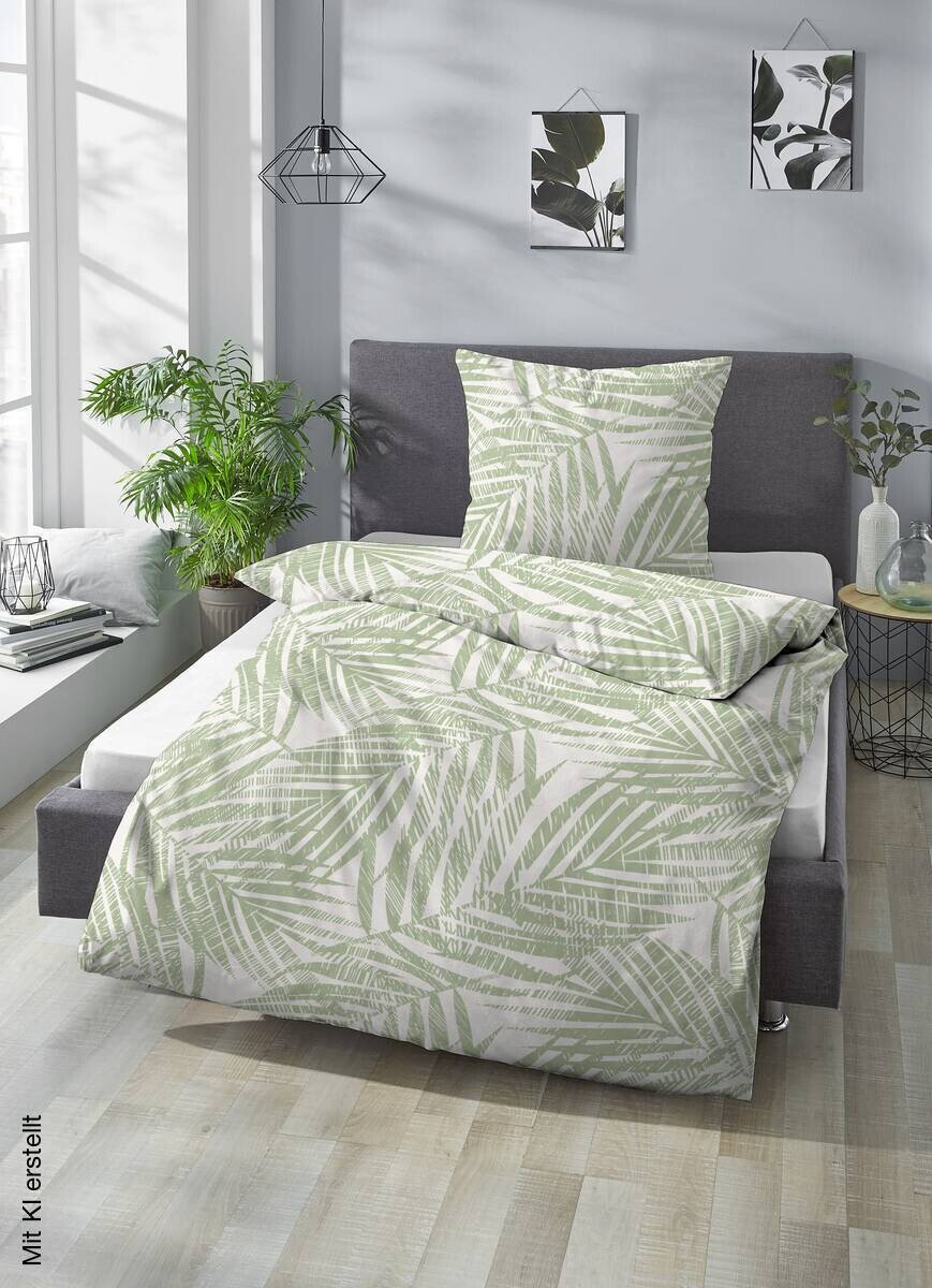 Baumwoll Bettwäsche Seersucker grün 60% Baumwolle, 40% Polyester B/L: ca. 135x200 cm