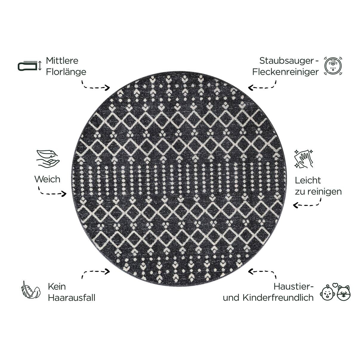 Sanat Teppich schwarz B/L: ca. 120x120 cm