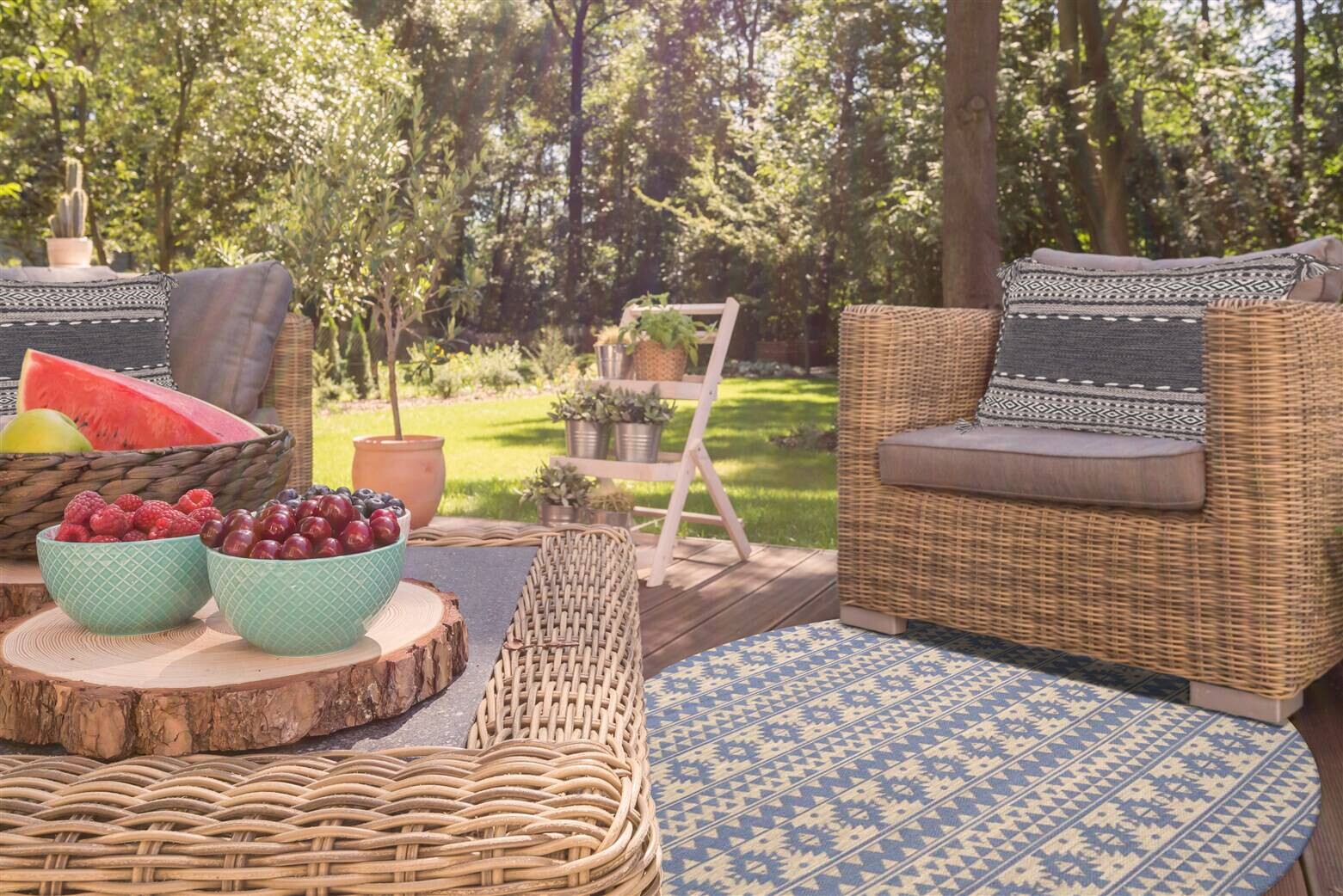 Kayoom Flachgewebeteppich Sunny 210 hellblau B/L: ca. 120x170 cm