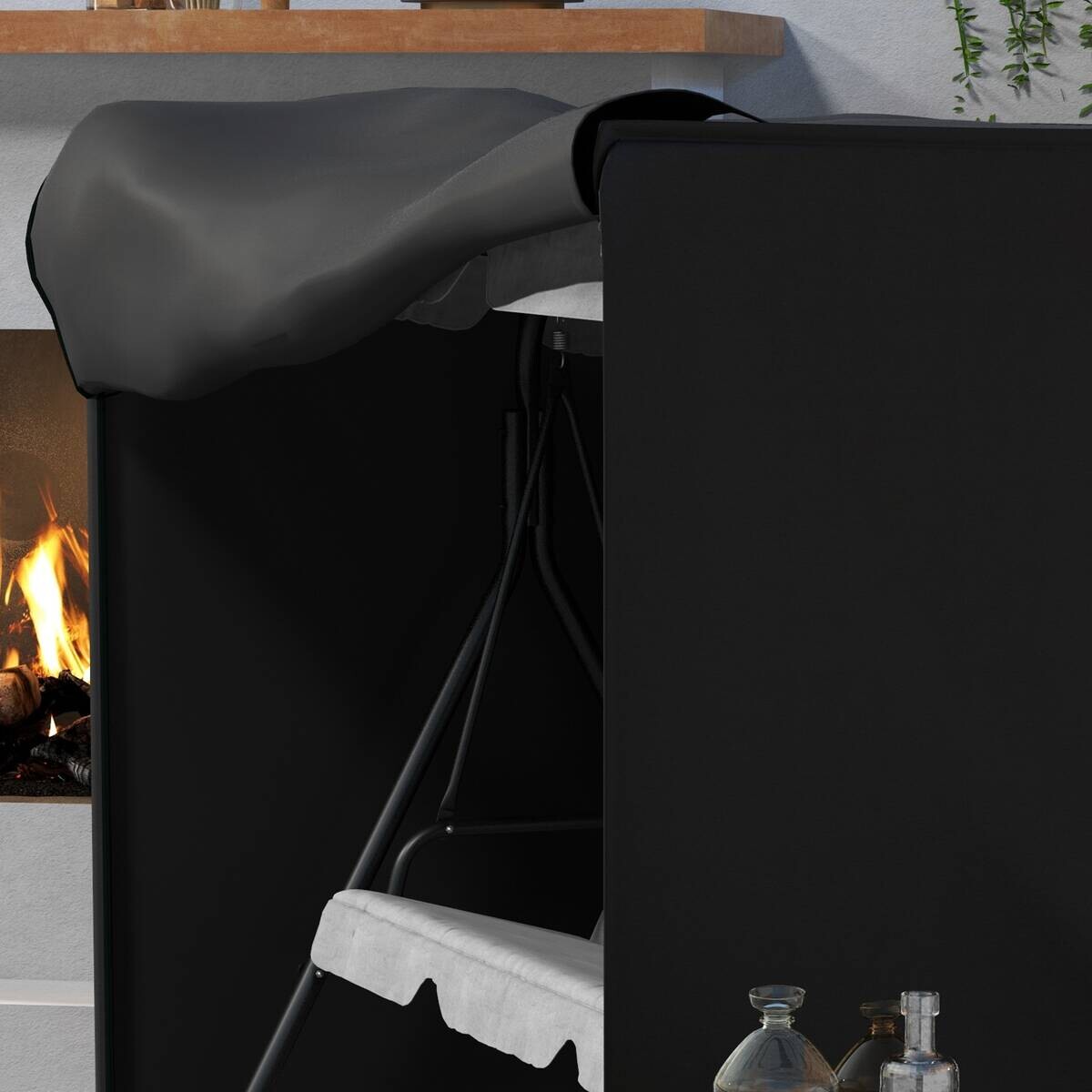 Outsunny Abdeckplane schwarz Polyester B/H/L: ca. 124x164x205 cm