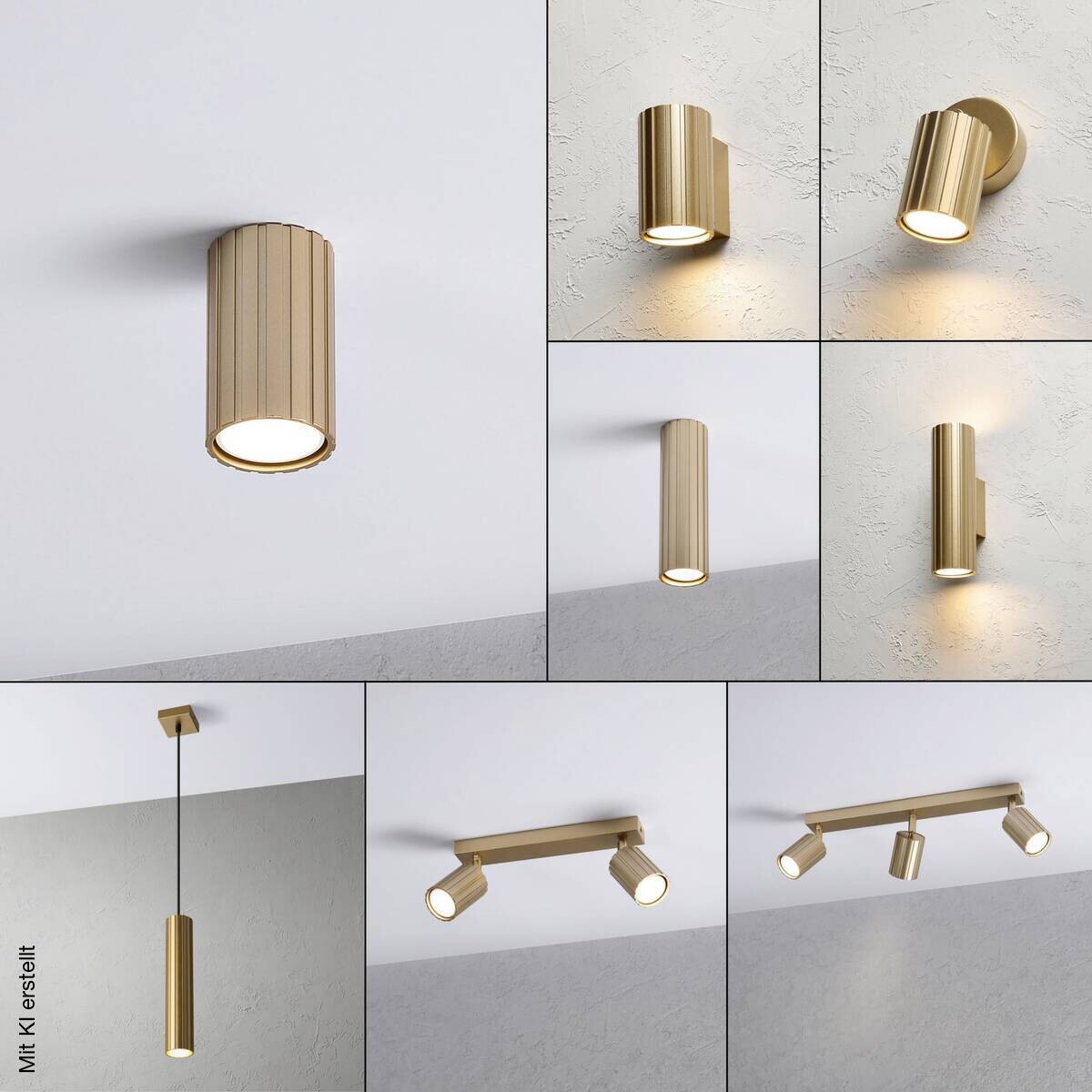 Lamkur Strahler Prisma gold Stahl B/H/L: ca. 6,5x10x6,5 cm 1 Brennstellen