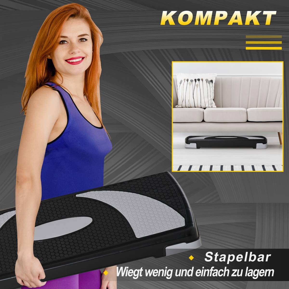 HOMCOM Steppbrett schwarz Kunststoff B/H/L: ca. 31x20x80 cm