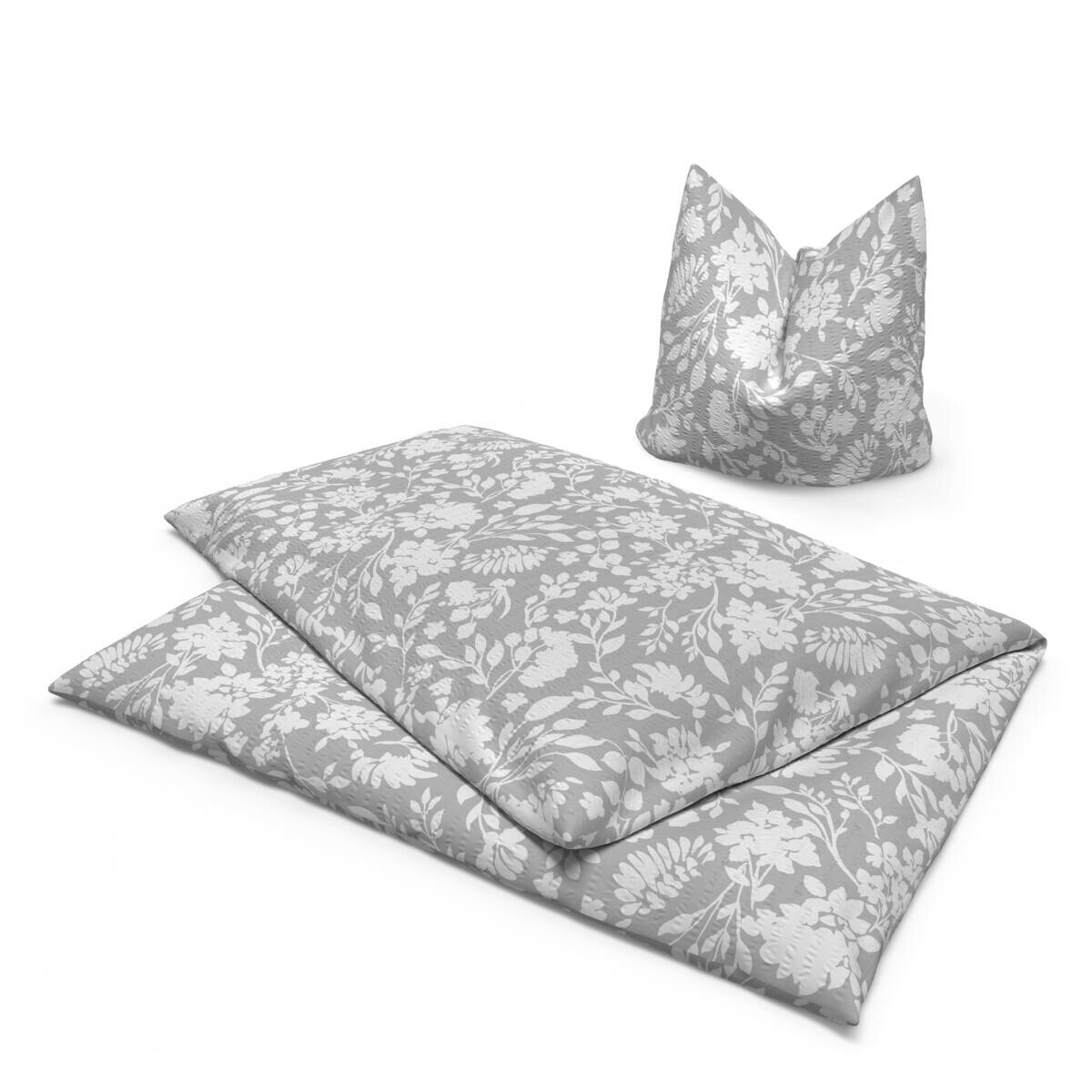 Microfaser Bettwäsche Seersucker silber weiß 100% Polyester B/L: ca. 135x200 cm