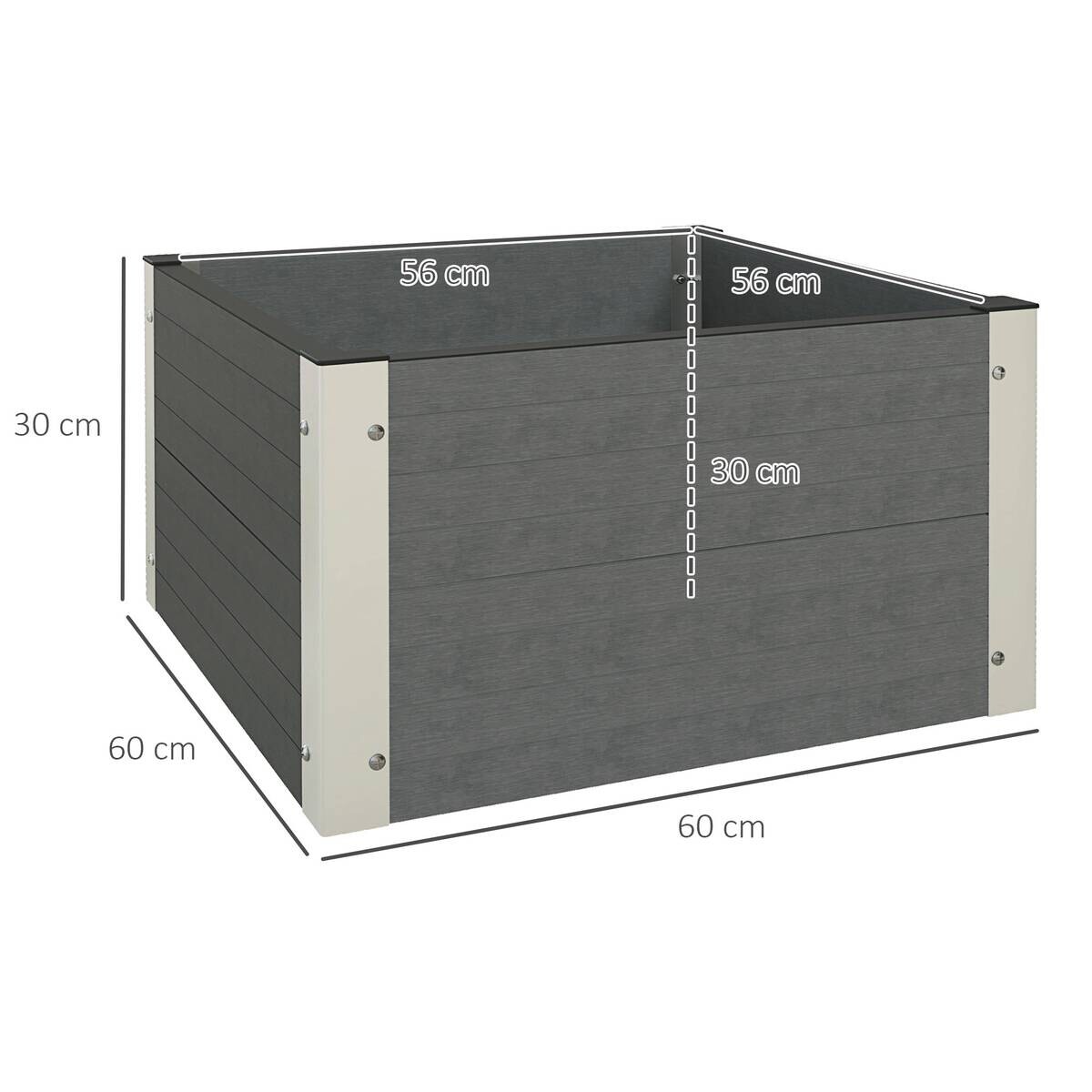 Outsunny Hochbeet grau Polypropylen B/H/L: ca. 60x60x30 cm