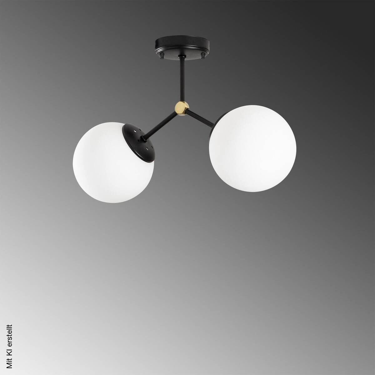 Opviq Deckenleuchte Damar-6331 weiß schwarz Metall Glas B/H/T/L: ca. 44x28x15x44 cm E27 2 Brennstellen