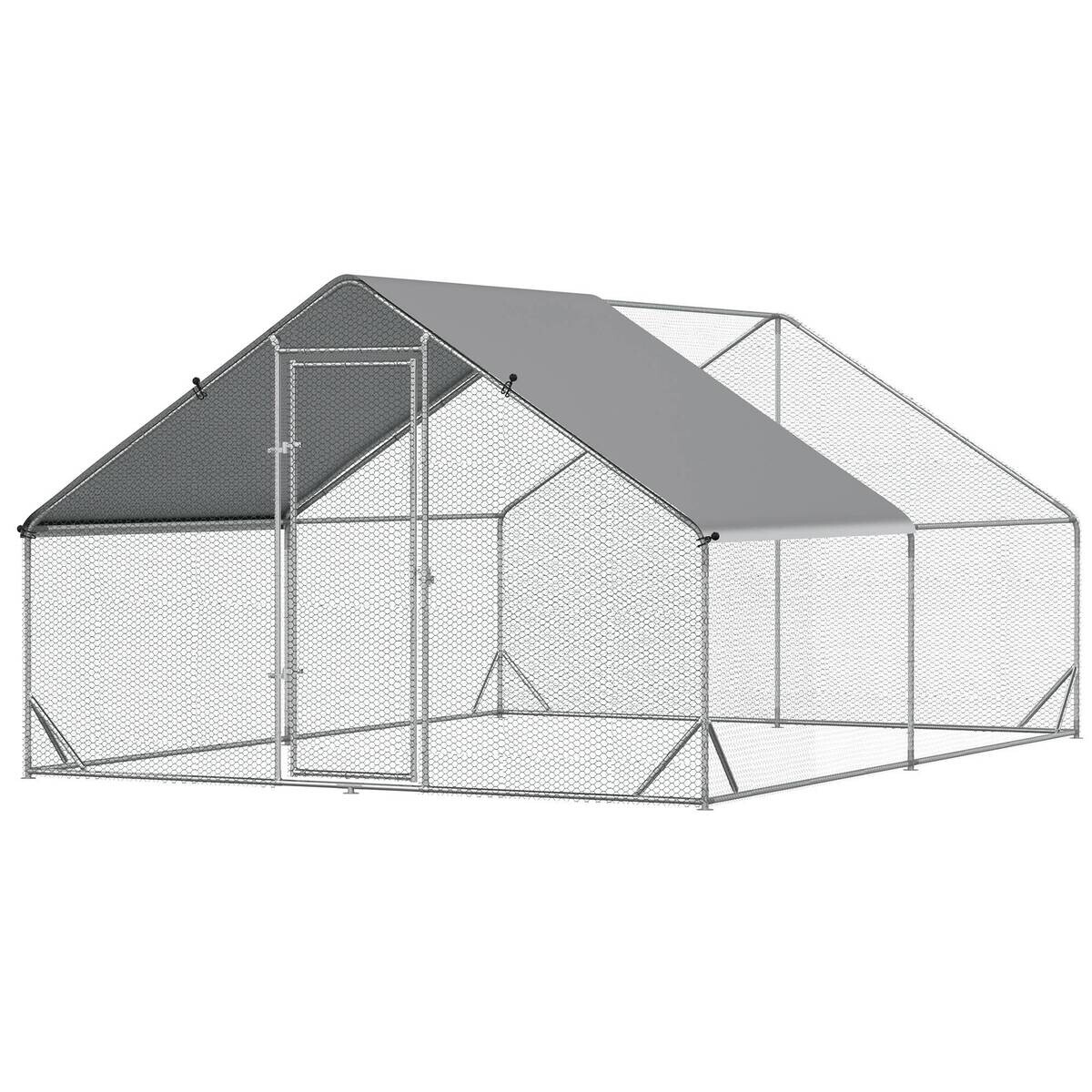 PawHut Stall grau Edelstahl B/H/L: ca. 400x300x200 cm
