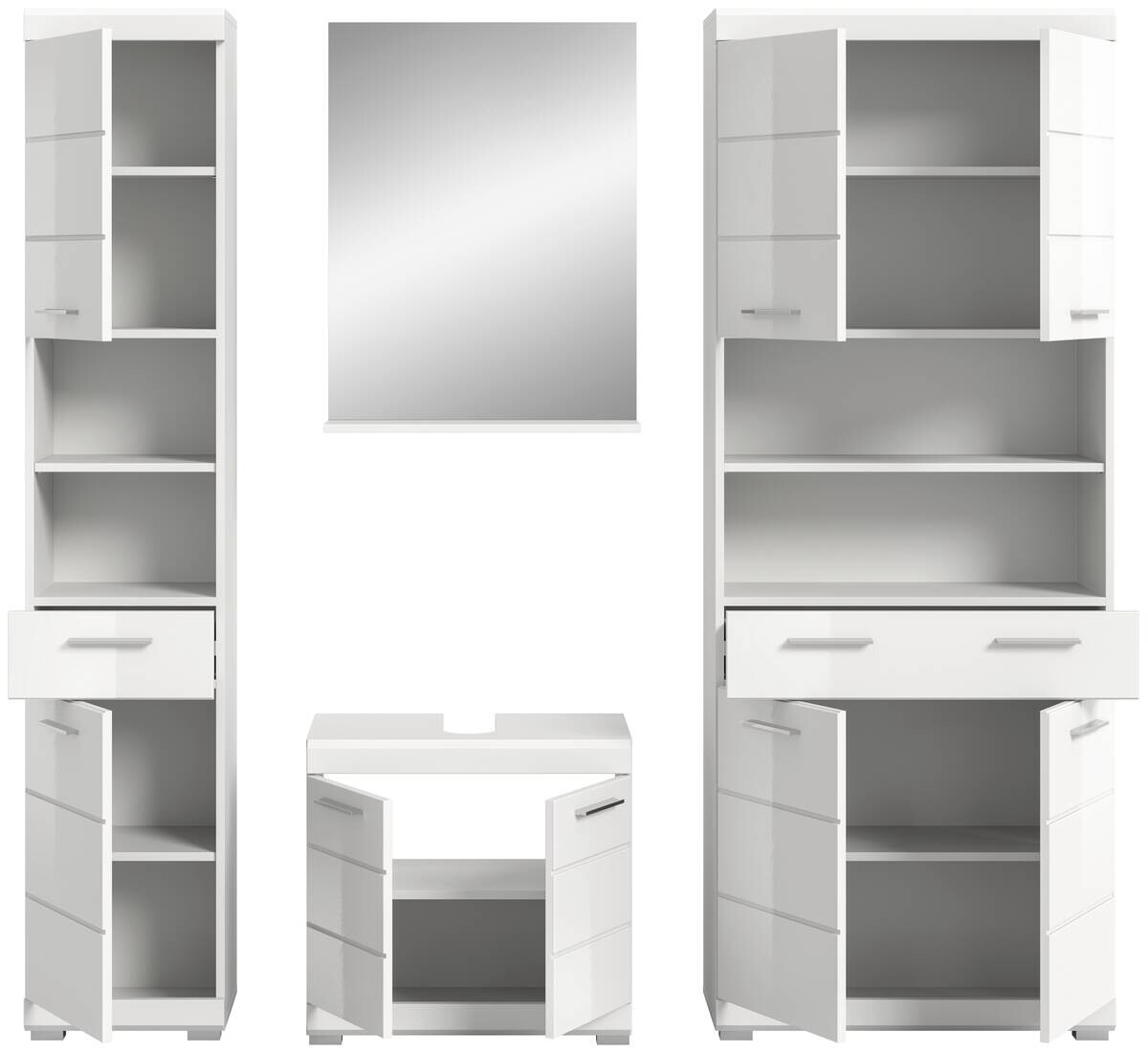 Badezimmer-Set Scout weiß weiß Hochglanz B/H/T: ca. 186x191x34 cm