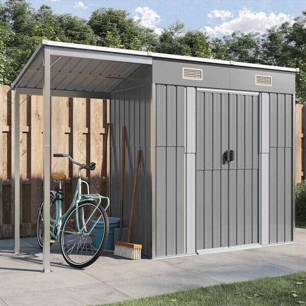 vidaXL Gartenhaus grau B/H/T: ca. 277x181x110,5 cm