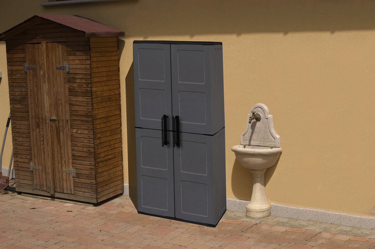 ArtPlast Kunststoffschrank Free hoch grau Kunststoff B/H/T: ca. 68x163x37 cm