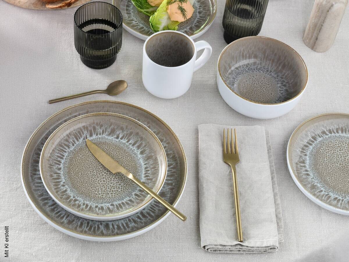 CreaTable Kombiservice Nordic Fjord sand Steinzeug 16 tlg.