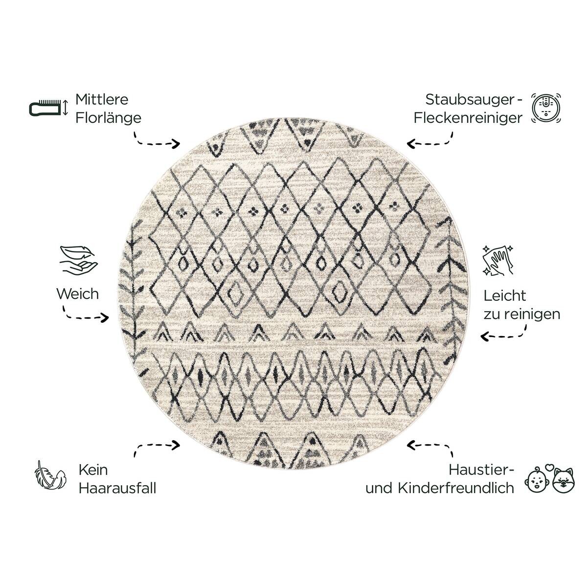 Sanat Teppich creme B/L: ca. 150x150 cm