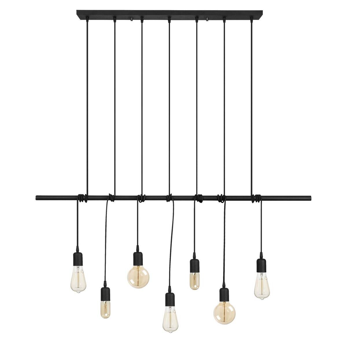 Opviq Pendelleuchte Salkim-3101 schwarz B/H/T/L: ca. 120x180x10x120 cm E27 7 Brennstellen