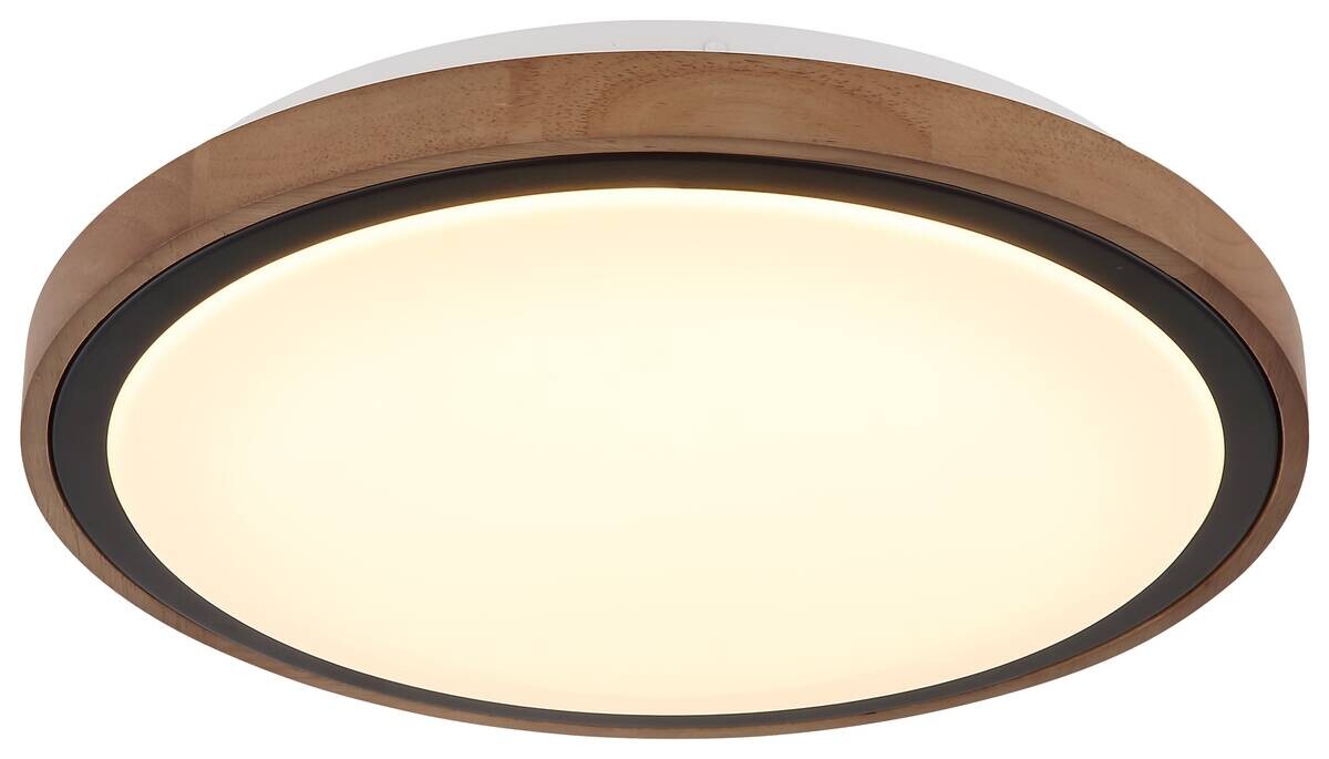 GLOBO LED-Deckenleuchte Opal schwarz braun Metall Holz Acryl H/D: ca. 9,5x38 cm