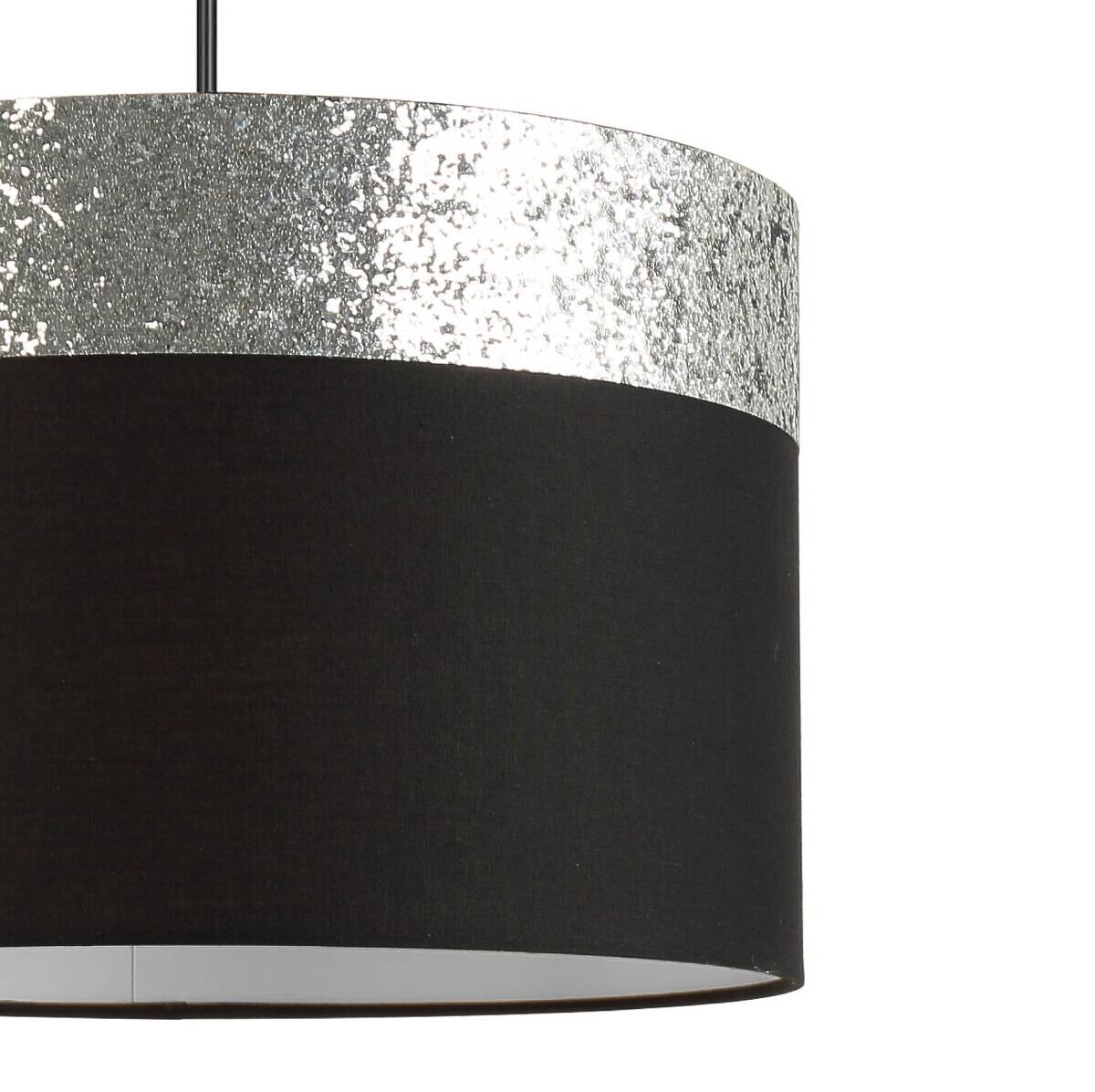 POCOline Pendelleuchte Romka schwarz silber Metall L/D: ca. 120x30 cm E27 1 Brennstellen