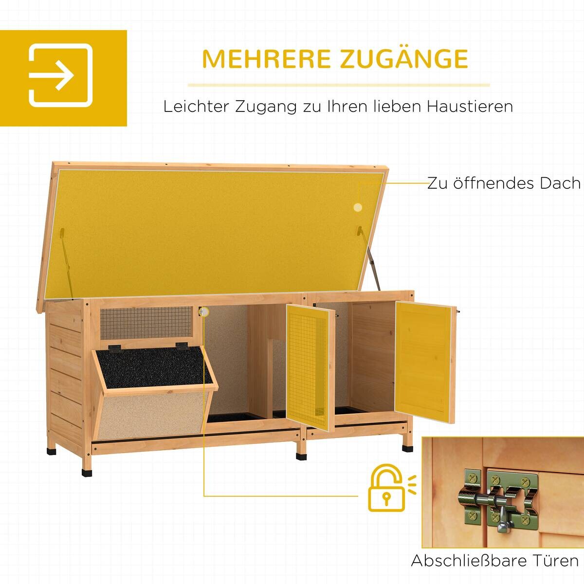PawHut Kleintierstall natur Holz B/H/L: ca. 50x54x112 cm