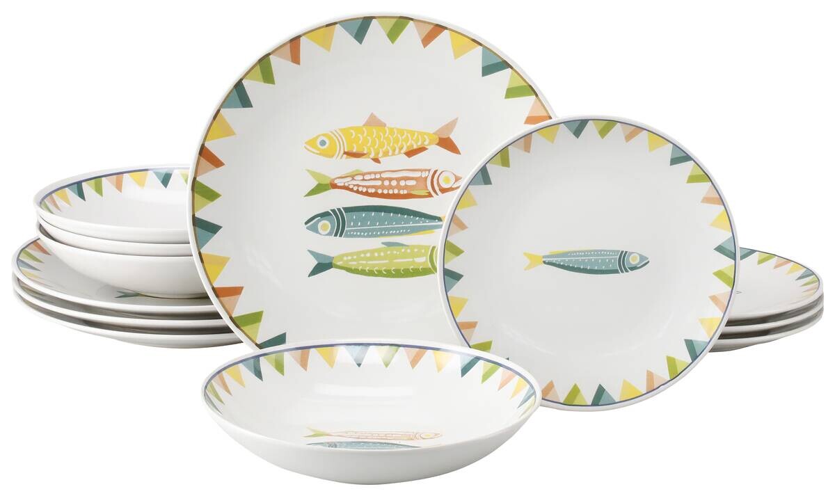 CreaTable Tafelservice Sardinhas weiß Steinzeug 12 tlg.