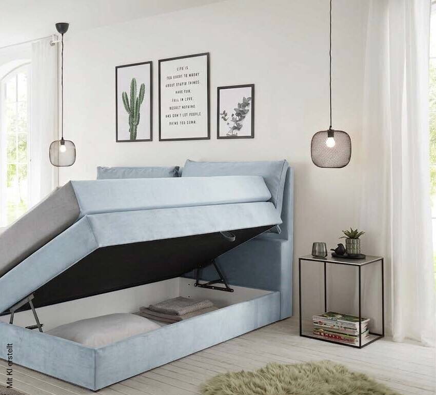 Boxspringbett Lissy hellblau Liegefläche B/L: ca. 180x200 cm